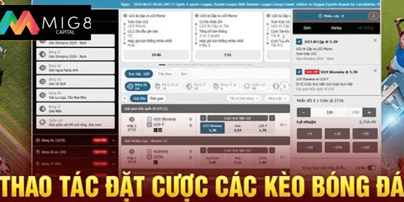 Thao tác đặt cược các kèo bóng đá